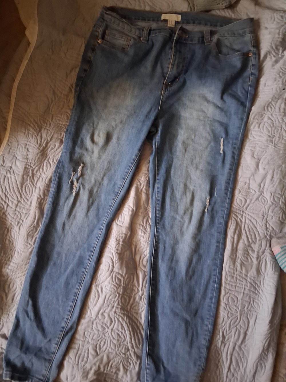 Forever 21 Light Blue Plus Sized Skinny Distressed Jeans
